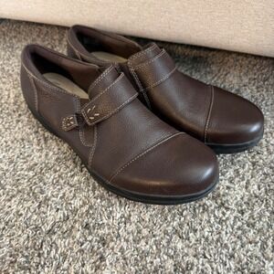 Clarks Collection Dark Brown Leather Slip On Loafers Womens 9.5 N 261530673075